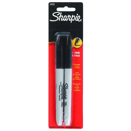 Sharpie Permanent Marker, Black, Fine Tip, 2 PK 30162